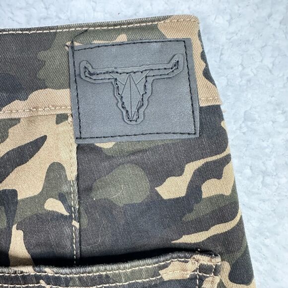 Y2K 90"s L&B Lucky & Blessed Bell Bottom Flared Jeans Camo Sz 4 (27x28)  Stretch - Picture 7 of 14